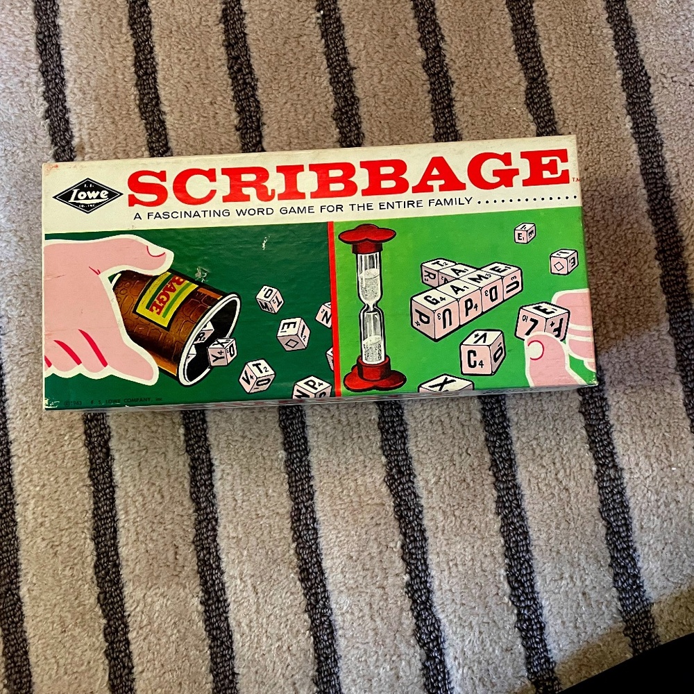 VIntage 1963 Lowe Scribbage Word Dice Game